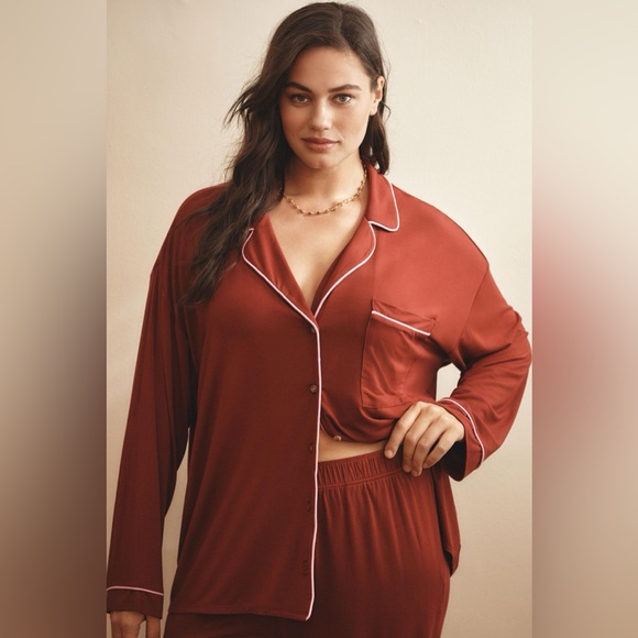 NWOT Anthropologie Women's Button-Up Pajama Top Wine Color Modal Sleepwear 3XL - Picture 13 of 13